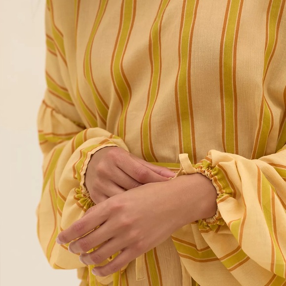 Anthropologie SOLEIL SOLEIL Long-sleeve Striped Mini Kaftan M/L - Picture 5 of 6